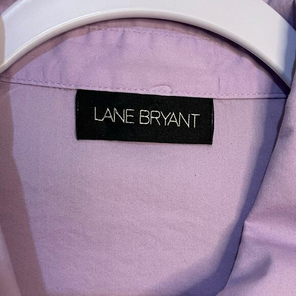 Lane Bryant Button Up Shirt Women's XL Purple Ribbon Accent Business Casual Top - Picture 5 of 8